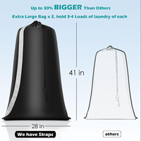 Sac à linge en nylon robuste et imperméable avec cordon de serrage, panier à linge réutilisable pour la maison, l'hôtel, les voyages légers