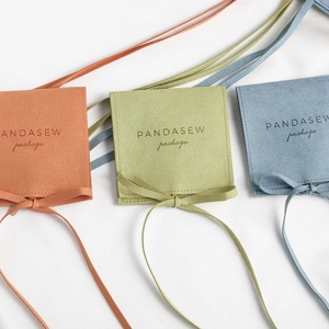 PandaSew Custom logo Luxury Microfiber Jewelry Pouch for Bracelet Necklace Ring Packaging <b>Envelope</b> Gift Bags - Product Image 4