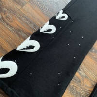 Pantalon de jogging évasé streetwear pour homme, en coton respirant, délavé, avec logo personnalisé, patch brodé de strass, taille mi-haute
