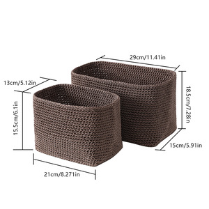 <span class=keywords><strong>Panier</strong></span> de <span class=keywords><strong>rangement</strong></span> de bureau rectangulaire tricoté au crochet à la main avec <span class=keywords><strong>panier</strong></span> de pique-nique de printemps de deux tailles - Product Image 5