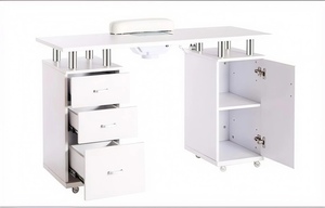 Table à ongles avec tiroirs et rangement pour salon de manucure, design minimaliste - Product Image 2