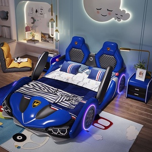 <span class=keywords><strong>Letto</strong></span> a Forma di Auto per Bambini, <span class=keywords><strong>Letto</strong></span> Singolo in Legno Massello con Ringhiera, Design Cartoon per Ragazzi e Ragazze, Uso Scolastico - Product Image 3
