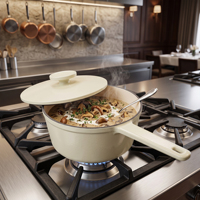 Casserole légère en fonte émaillée avec couvercle pour gaz et induction, idéale pour restaurants, hôtels, traiteurs et vente en gros