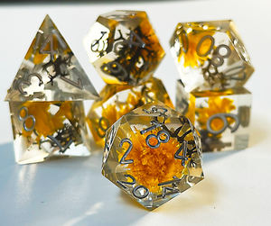 Juego de flores de dados de núcleo líquido Dnd, 5, 7 piezas, dados de mazmorras y dragones con bolsa gratis, bolsa para juegos de rol - Product Image 5