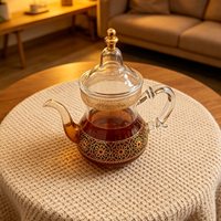 Ensemble de thé en mosaïque marocaine de style bohème, écologique et exquis, théière et tasses en verre peintes à la main, pour un cadeau de mariage ou du Ramadan