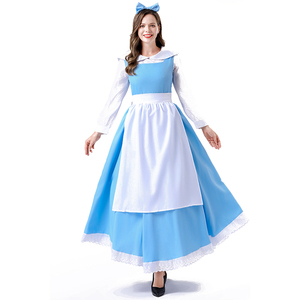 Halloween Adulte Dames Cosplay Manor Maid Costume Party Maid Dress Belle Bleu Tablier Cosplay Costume Set - Product Image 3