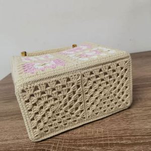 Women's Handmade Bali Multicolor Patchwork Granny <b>Square</b> Crochet Beach Handbag Durable Portable Floral Shoulder Accessory - Product Image 2