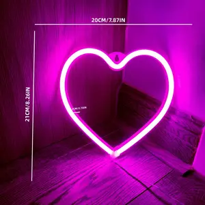 LOVE Heart Led Neon Lights Battery Operated Wall Art Sign For Bedroom Home Valentine Wedding Party Decoration