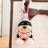 Llavero de Mascota Perro con Disfraz de Abeja Peluda, Llavero de Peluche de Animal Kawaii para Accesorio de Llave de Coche