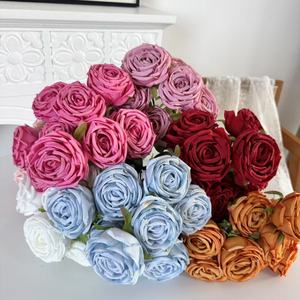 Offerta Speciale: Bouquet di 9 <span class=keywords><strong>Rose</strong></span> Principessa Artificiali per Decorazioni Matrimoniali ed Eventi in Hotel in Cina - Product Image 1