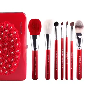 7 Buah Kuas Menangani Wol Rambut Makeup Set Produk Unik 2019 Merah Kambing Rambut Kosmetik Sikat Bedak Wajah Sikat 3600