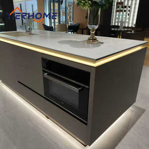 Isola da Cucina Moderna YIERHOME con Lavello e <span class=keywords><strong>Forno</strong></span> Integrato, <span class=keywords><strong>Mobile</strong></span> Contenitore Personalizzato con Illuminazione a LED e Cassetti - Product Image 2