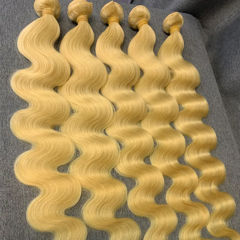 Vente en gros d'extensions vietnamiennes indiennes à un donneur cuticule alignée raw 613 blonde faisceaux de cheveux humains vierges de vison brut