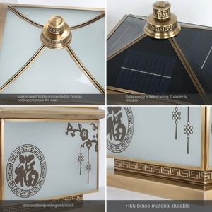 Lumières européennes IP65 étanches pour l'extérieur en cuivre Lampes solaires de jardin à LED pour villa Clôture Portes murales Petites tailles de lampes - Product Image 6