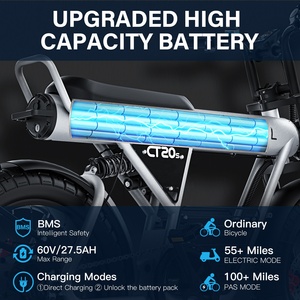 Bicicleta Eléctrica de 60V y 2000W, Venta Directa de Fábrica, Bicicleta Híbrida Todoterreno con Llantas Gruesas para Montaña - Product Image 3