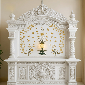 Elegant Carved Teak Wood Pooja Mandir For Home Custom Luxury Solid Wood Pooja Mandir Manufacturer & Exporter At Wholesale Price - Product Image 3