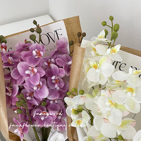 Fleur artificielle à tige unique, carnation au toucher réaliste, en tissu hydraté, pour bouquet de mariage et décoration d'événements