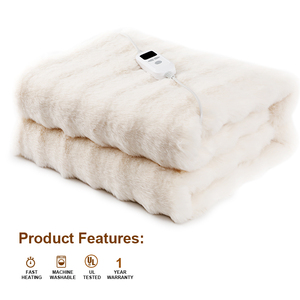 Manta Eléctrica de Franela Suave <span class=keywords><strong>con</strong></span> Piel Sintética de Conejo, Calentamiento Rápido, Tamaño Extra Grande, 180x130cm - Product Image 1