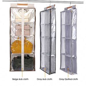 Organisateur de rangement suspendu pour sacs à main, nouveau sac de rangement pour placard avec 4 étagères pour optimiser l'espace de la garde-robe - Product Image 6