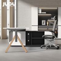 Escritorio de Oficina Ergonómico en Forma de L Blanco de Lujo para Gerente y CEO JUOU, Muebles Modernos para Oficina Ejecutiva con Silla