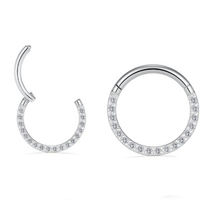 Bijou <span class=keywords><strong>de</strong></span> piercing corporel en acier 316L avec zircon, clicker pour septum, anneau <span class=keywords><strong>de</strong></span> <span class=keywords><strong>nez</strong></span>, anneau <span class=keywords><strong>de</strong></span> tragus, hélix, cartilage, rose - Product Image 4