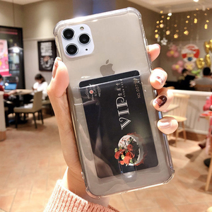 Funda de teléfono transparente a prueba de golpes para iPhone15 14 13 12 11Pro Max X XS XR 7 8 Plus <span class=keywords><strong>SE</strong></span> 2, funda de silicona suave, tarjetero - Product Image 2