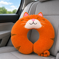 Prix d'usine – Oreiller de voyage personnalisé en forme de chat orange, en peluche douce et mousse à mémoire de forme, coussin de soutien cervical en U, hauteur réglable 11-30 cm