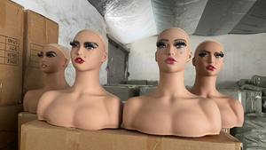 Tête de mannequin <span class=keywords><strong>pour</strong></span> perruque avec visage carré, tête de poupée en PVC <span class=keywords><strong>pour</strong></span> femme avec eye-liner blanc, tête de mannequin glamour <span class=keywords><strong>pour</strong></span> l'affichage de perruques - Product Image 4