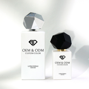Wholesale Custom <b>Empty</b> Crimp 30ml Square White Perfume <b>Spray</b> <b>Bottles</b> 50ml 100ml Elegant Glass Perfume <b>Bottle</b> with Irregular Lids - Product Image 2