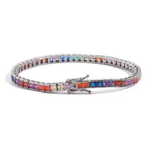 Hip Hop <b>Bracelet</b> Color Square Zircon Tennis Chain <b>Copper</b> Inlaid Men's Hip Hop Jewelry Tanjing Fashion Lijing Necklace - Product Image 5