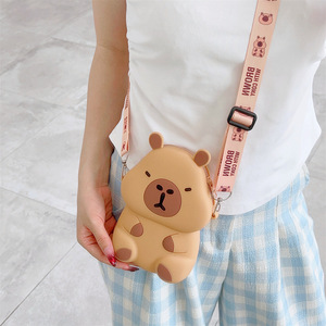 Hot Sale New Capybara Children's Soft Silicone Waterproof Zipper Closure Fashion Crossbody Bag Zero <b>Wallet</b> Decompression Toy - Product Image 1