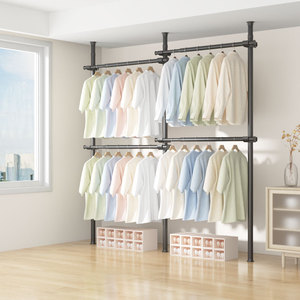 Nouveau Style <span class=keywords><strong>petit</strong></span> support suspendu Portable blanchisserie debout porte-vêtements chambre pas de perceuse métal télescopique porte-vêtements - Product Image 3