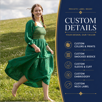Robe longue personnalisée pour femme à imprimé floral, corsage smocké, jupe à volants, style bohème pour les vacances, vente en gros, usine OEM ODM