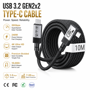 Cable USB C a USB C LUNG KAY OEM, 240W PD 3.1, Cable Tipo C a C en Ángulo de 90 Grados, 20Gbps USB 3.2 Gen, Cable de Video 4K HDR - Product Image 1