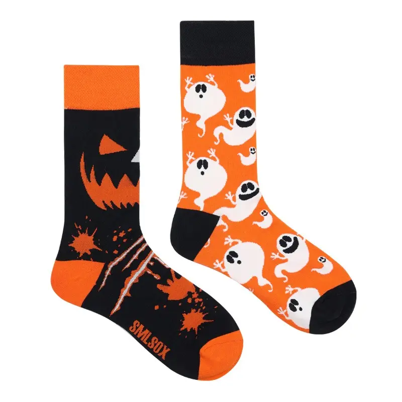Venta caliente Crazy horror Halloween calcetines Casual divertido Halloween calabaza gato tripulación calcetines para hombres y mujeres