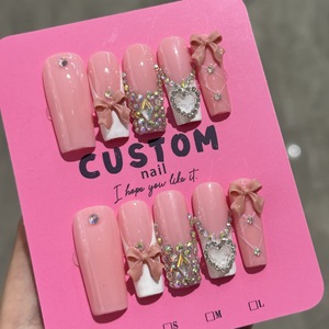 <span class=keywords><strong>Uñas</strong></span> <span class=keywords><strong>Postizas</strong></span> Acrílicas 3D Hechas a Mano al por Mayor, Forma Ataúd Larga, 10 Uds., <span class=keywords><strong>Uñas</strong></span> Falsas Reutilizables - Product Image 3