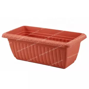 Pots de plantes rectangulaires en plastique à auto-arrosage pour jardin avec plateau d'égouttement Petits et grands pots 6L 10.5L 13.5L 16L - Product Image 1