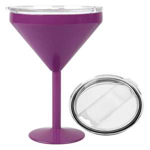 Tazza da Cocktail diretta in fabbrica Margarita Party doppia parete in acciaio inossidabile calice 280ml/8oz logo personalizzato tazza di vino colorata con coperchio - Product Image 2