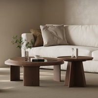 Table basse moderne et créative en MDF et verre, ensemble de table à thé ronde, durable pour le salon