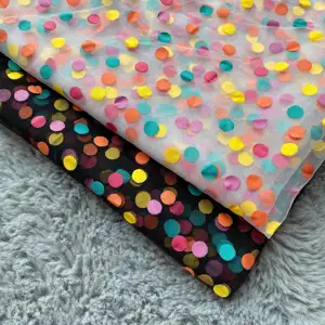 Wholesale Textile Raw Materials Printed Nylon Colored Dot Lace Fabric Children's Clothing Fabric