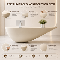 Comptoir de réception incurvé de luxe moderne, sur mesure pour salon de beauté ou bureau, avec éclairage LED