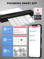 Mini imprimante d'étiquettes thermiques de poche Portable sans fil A4, Machine d'impression d'autocollants pour téléphone Portable