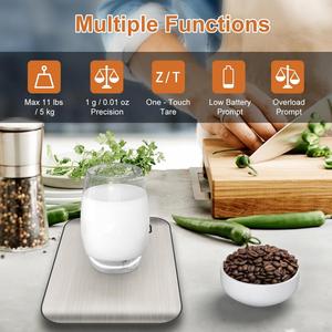 Balance de cuisine numérique compacte en acier inoxydable pour peser les aliments et mesurer les apports nutritionnels, précision 0,1g - Product Image 3