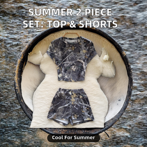 Women's 2-Piece Camo Print <b>Set</b> <b>Short</b> Sleeve Crop <b>Top</b> Knee <b>Shorts</b> Casual Breathable Woven Polyester Sustainable Anti-static - Product Image 2