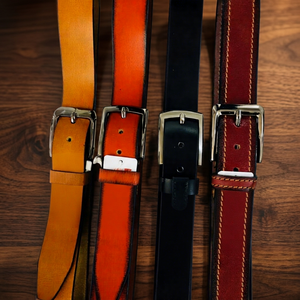 Ceinture unisexe vintage carrée en cuir de vachette véritable imperméable avec boucle en acier à anneau en D, largeur 3,8 cm, longueur 138 cm, BS - Product Image 1