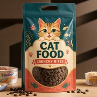 Sac personnalisé pour aliments pour animaux avec poignée et marque privée pour les détaillants mondiaux d'aliments pour animaux, pour l'emballage en vrac de croquettes pour chats