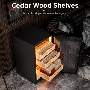 Cigarloong 300 pcs Cigar Humidor kỹ thuật số LED ánh sáng nhiệt độ độ ẩm kiểm soát Cedar gỗ Cigar tủ - Product Image 3