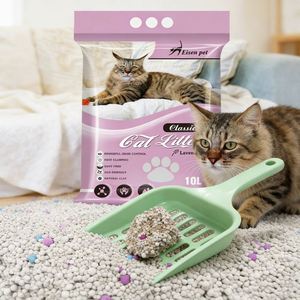 Litière pour chat en bentonite à billes de charbon actif, 4kg, 8kg, 20kg, agglomérante forte, 99% sans poussière, hautement absorbante, anti-odeurs - Product Image 1
