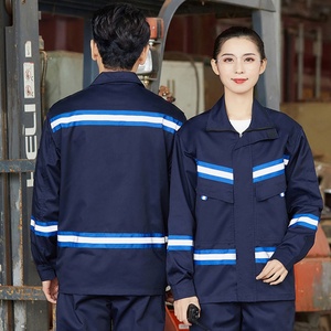 ชุดยูนิฟอร์มทำงานสะท้อนแสงสำหรับผู้ชาย สีน้ำเงิน ผลิตจากผ้าโพลีเอสเตอร์ผสมฝ้าย พร้อมแถบสะท้อนแสง สำหรับงานกลางแจ้ง - Product Image 2