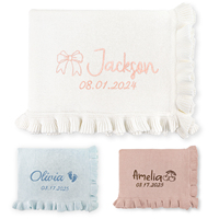 Couverture pour bébé brodée sur mesure Pinuotu, 100% coton, literie à volants pour nouveau-né, confort, allaitement, douche de bébé, faible MOQ